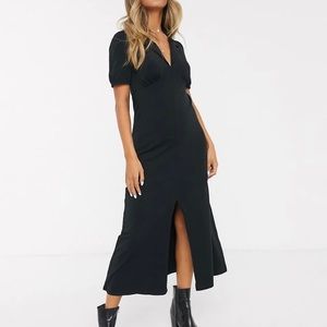 ASOS - Ultimate Midi Tea Dress with Collar in Black (Size 6)